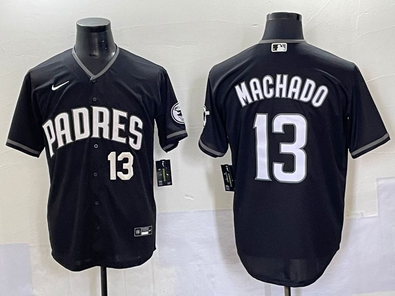 Men 2025 San Diego Padres #13 Machado Black Game Nike MLB Jersey style 7035